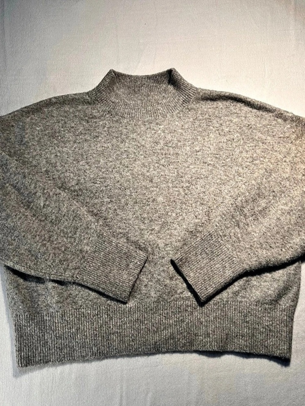 Woolen Bloom Gray Heather Mock Neck Knit Sweater Classiccore Preppy Earthy